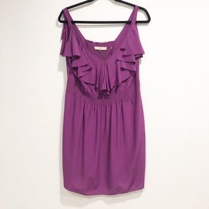 Rebecca Taylor 100% Silk Purple Ruffle Dress Sz 6